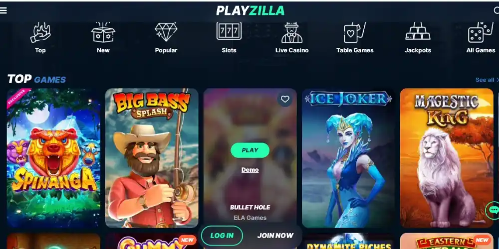 PlayZilla Kasino casino review section 2